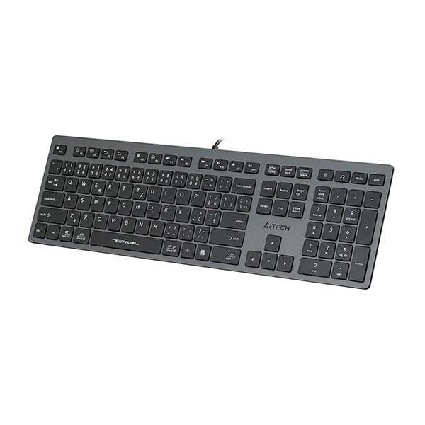 A4Tech FX50, Klawiatura CZ, klasyczna, niski profil rodzaj przewodowa (USB), szara
