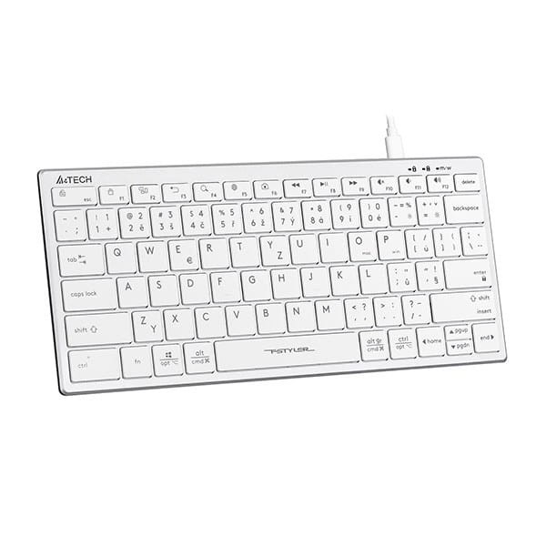 A4Tech FX51, Klawiatura CZ, bez bloku numerycznego, niski profil rodzaj przewodowa (USB), biała