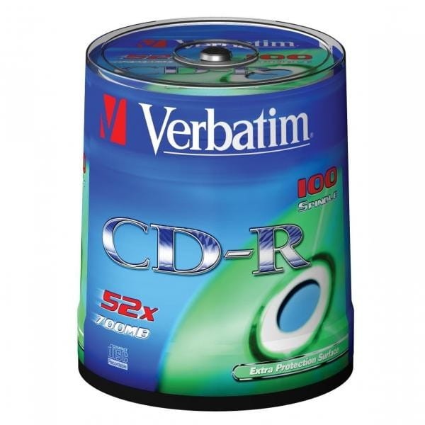 Verbatim CD-R, 43411, Extra Protection, 100-pack, 700MB, 52x, 80min., 12cm, bez możliwości nadruku, spindle, do archiwizacji danyc