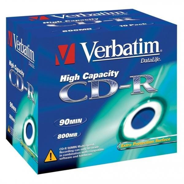Verbatim CD-R, 43428, High Capacity, 10-pack, 800MB, 40x, 90min., 12cm, bez możliwości nadruku, jewel box, do archiwizacji danych