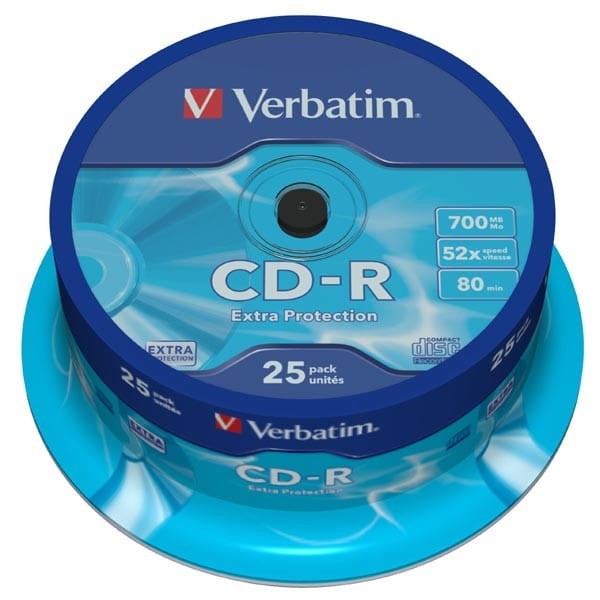 Verbatim CD-R, 43432, Extra Protection, 25-pack, 700MB, 52x, 80min., 12cm, bez możliwości nadruku, cake box, do archiwizacji danyc