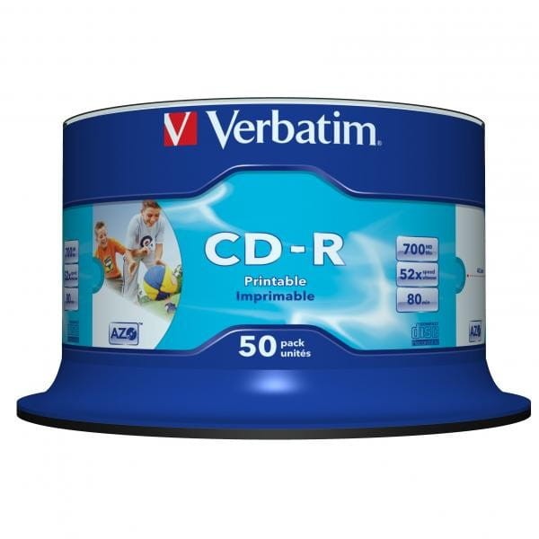Verbatim CD-R, 43438, AZO Wide Inkjet Printable - No ID Branded, 50-pack, 700MB, 52x, 80min., 12cm, spindle, do archiwizacji danyc