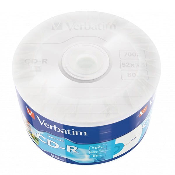 Verbatim CD-R, 43794, Inkjet Printable, 50-pack, 700MB, 50x, 80min., 12cm, wrap, do archiwizacji danych