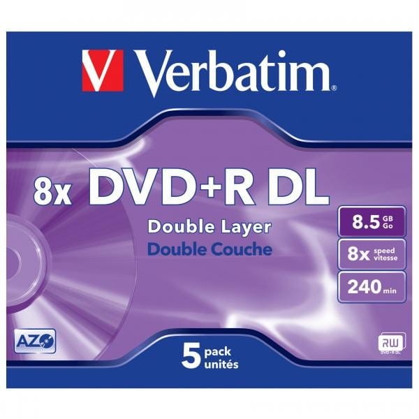 Verbatim DVD+R DL, Double Layer Matt Silver, 43541, 8.5GB, 8x, jewel box, 5-pack, bez możliwości nadruku, 12cm, do archiwizacji da