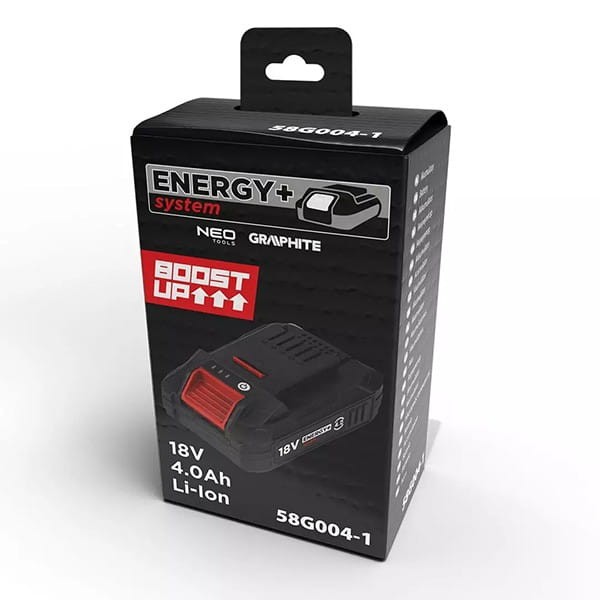 Akumulator, zasilanie akumulatorem, 58G004-1, 18V, Li-Ion, 4Ah, Energy+, Battery Boost, Graphite