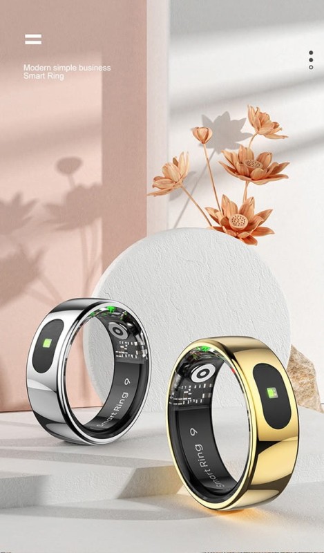 Smart RING PRO srebrny, pomiar stresu, tętno, monitorowanie snu, roz. 8, Powerton