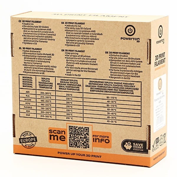 Powerton 3D filament, Economy Line, ASA standard, 1,75mm, 1000g, 0020, fiery red