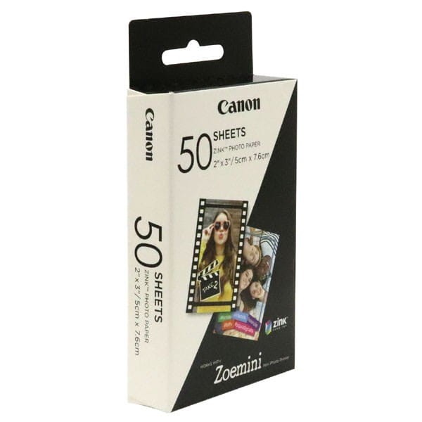 Canon ZINK Photo Paper, foto papier, bez marginesu typ połysk, Zero Ink typ biały, 5x7,6cm, 2x3", 50 szt., 3215C002, termo