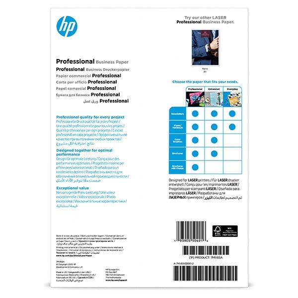 HP PROF, papier, połysk, biały, A4, 200 g/m2, 150 szt., 7MV83A, niewymieniono