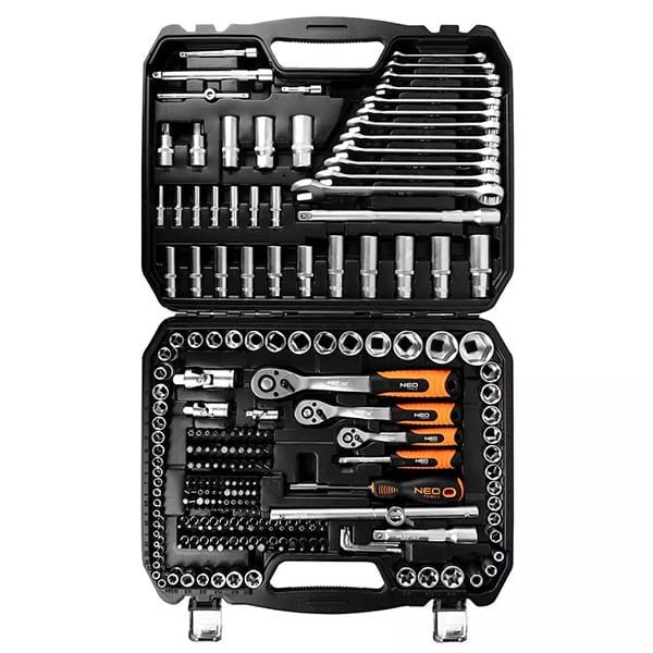 Zestaw kluczy nasadowych10-216, 216 szt, rozmiary 1/2, 1/4, 3/8, walizka, NEO TOOLS