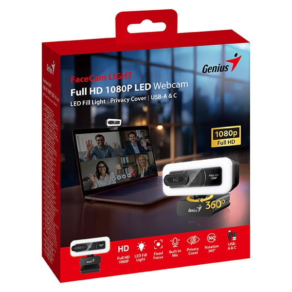 Genius FaceCam Light Kamera Web, czarna dioda LED