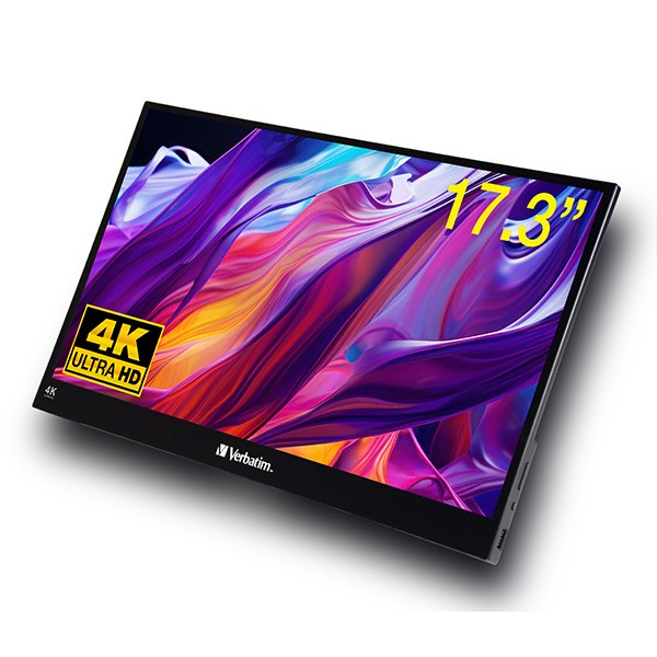 Verbatim monitor przenośny dotykowy, PMT-17-4K, 17.3", Ultra HD 4K (3840x2160), 60Hz, czarny