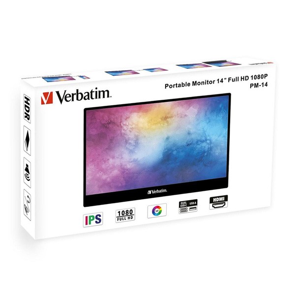 Verbatim monitor przenośny, PM-14, 14", Full HD (1920x1080), 60Hz, czarny