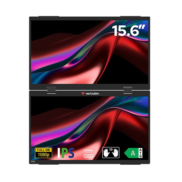 Verbatim monitor przenośny, Dual Monitor Essentials, 15.6", Full HD (1920x1080), 60Hz, czarny