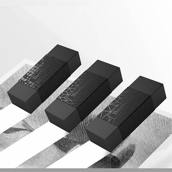 Berlingo, gumka do gumowania Eco-PVC, czarna, 30szt, Double Black