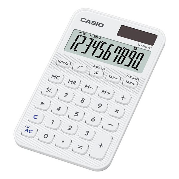 Casio Kalkulator SL 310 YC WE, biała, kieszonkowy, 10 miejsc, podwójne zasilanie