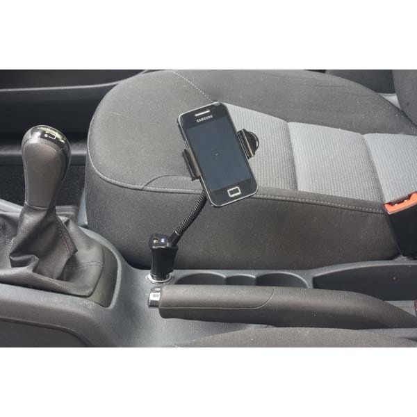 Uchwyt mobilu,PDA,GPS LOGO przegłubowy, do samochodu, regulowana szerokość, czarny, plastikowy, z portem USB 1,5A, czarna, telefon