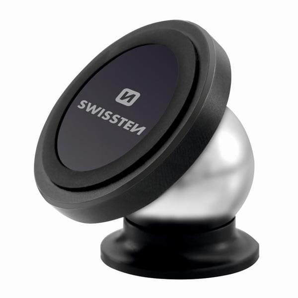 Uchwyt magnetyczny do telefonu lub GPS Swissten do samochodu, czarny, plastikowy, przegłubowy, czarna, telefon