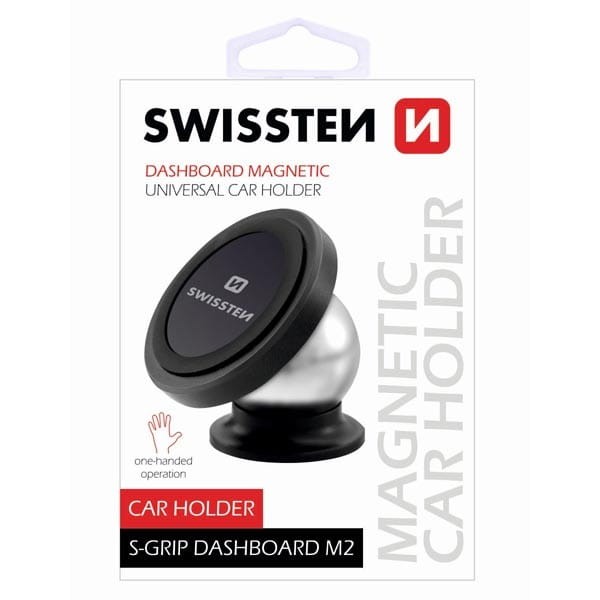 Uchwyt magnetyczny do telefonu lub GPS Swissten do samochodu, czarny, plastikowy, przegłubowy, czarna, telefon