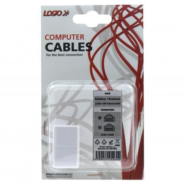 Złączka RJ45, biała, Logo, blistr, niekrzyżowy