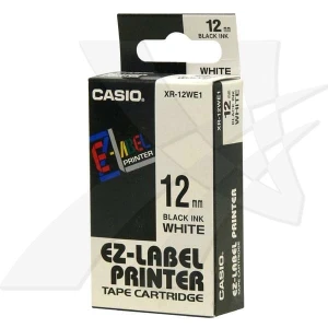 Casio oryginalny taśma do drukarek etykiet, Casio, XR-12WE1, czarny druk/biały podkład, nielaminowany, 8m, 12mm