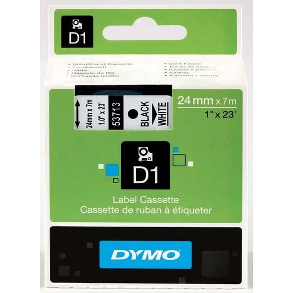 Dymo oryginalny taśma do drukarek etykiet, Dymo, 53713, S0720930, czarny druk/biały podkład, 7m, 24mm, D1