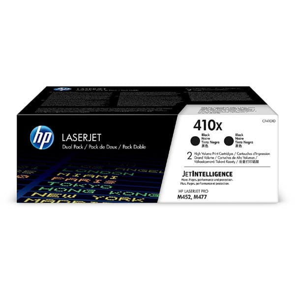 HP oryginalny toner CF410XD, black, 13000 (2x6500)s, HP 410X, high capacity, HP LJ Pro M452, MFP M377, MFP M477, dual pack, 680g,