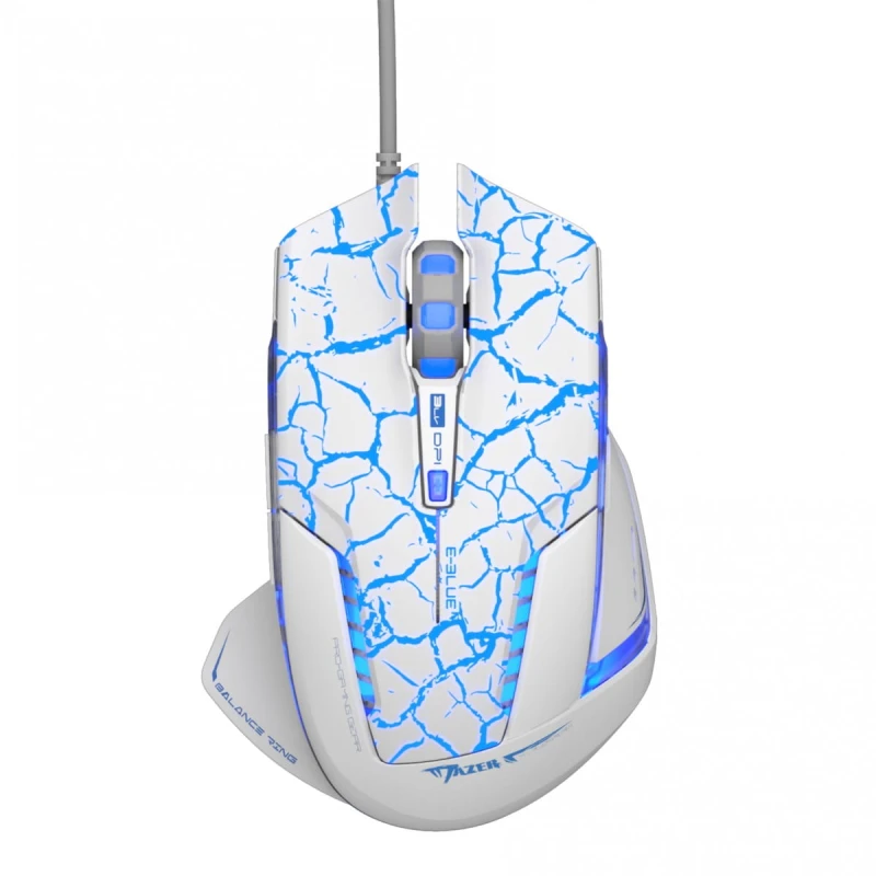 E-Blue Mysz Mazer Pro, 2500DPI, optyczna, 6kl., 1 scroll, przewodowa USB, biało-niebieska, do gry