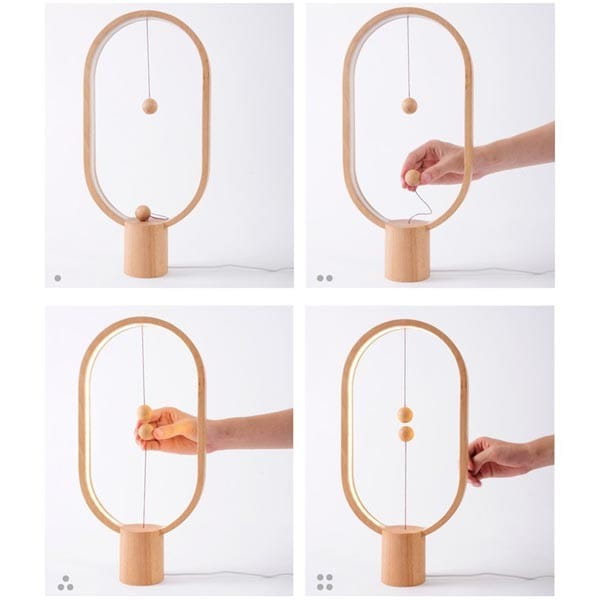 Lampka nocna Heng Balance Ellipse, czerwona, 5V/1A, ciepła biel, USB, z włącznikiem magnetycznym, Allocacoc