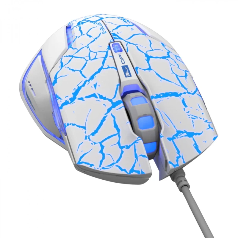 E-Blue Mysz Mazer Pro, 2500DPI, optyczna, 6kl., 1 scroll, przewodowa USB, biało-niebieska, do gry