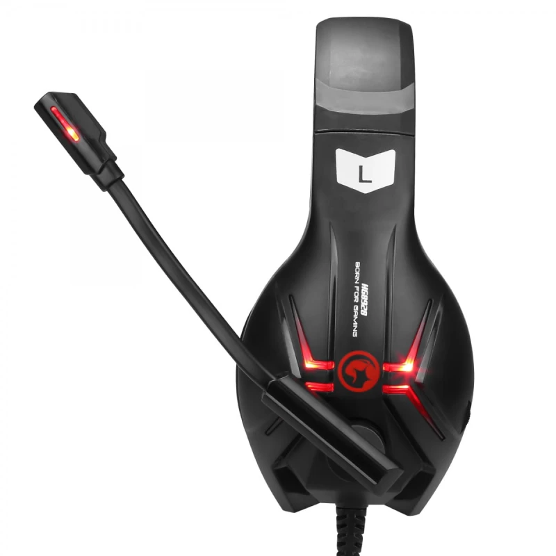 Marvo HG8928, słuchawki z mikrofonem, regulacja głośności, czarna, podświetlana typ 3.5 mm jack + rozdvojka