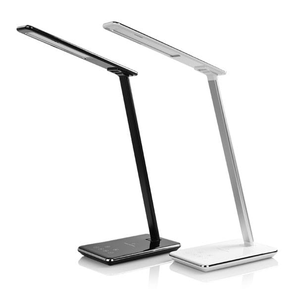 Lampka LED z ładowarką indukcyjną stmívatelná, biała, 5V/9V, micro USB, Wyjście USB, adapter QC, Qi