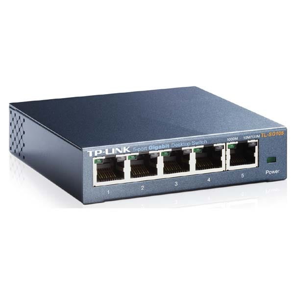 TP-LINK switch TL-SG105 1000Mbps, automatyczne uczenie się adr. MAC, auto MDI MDIX