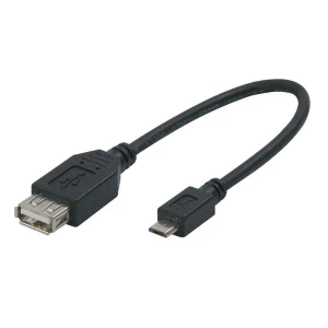 Logo USB kabel (2.0), microUSB (M) - USB A F, 0.2m, OTG, czarny