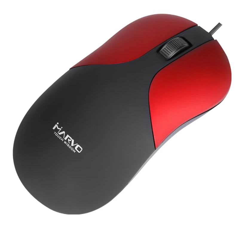 Marvo Mysz DMS002RD, 1200DPI, optyczna, 3kl., 1 scroll, czarno-czerwona, biurowy