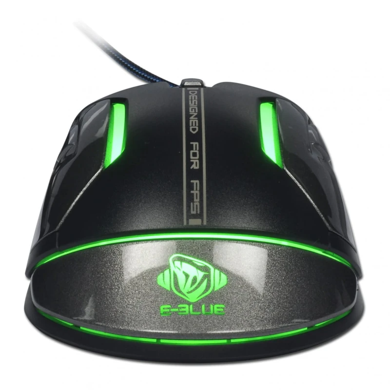 E-Blue Mysz Auroza Gaming FPS, 8200DPI, laserowa, 6kl., 1 scroll, przewodowa USB, czarna, dla graczy, podświetlenie RGB