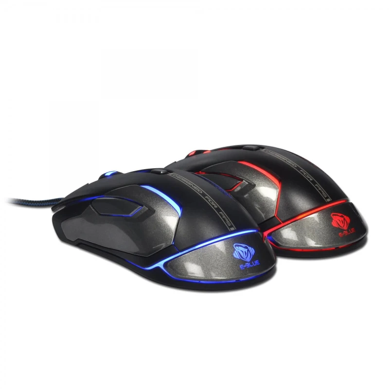 E-Blue Mysz Auroza Gaming FPS, 8200DPI, laserowa, 6kl., 1 scroll, przewodowa USB, czarna, dla graczy, podświetlenie RGB