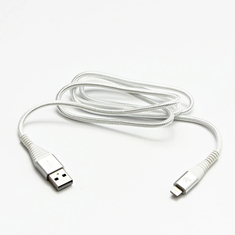 Kabel USB (2.0), USB A M- Apple Lightning M, 2m, MFi certifikat, 5V/2,4A, biały, Logo, box, oplot nylonowy, aluminiowa osłona złąc