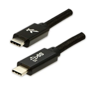 Logo USB kabel (3.2 gen 2), USB C (M) - USB C (M), 1m, Power Delivery 100W, 10 Gb/s, 20V/5A, czarny, box, oplot nylonowy, aluminio