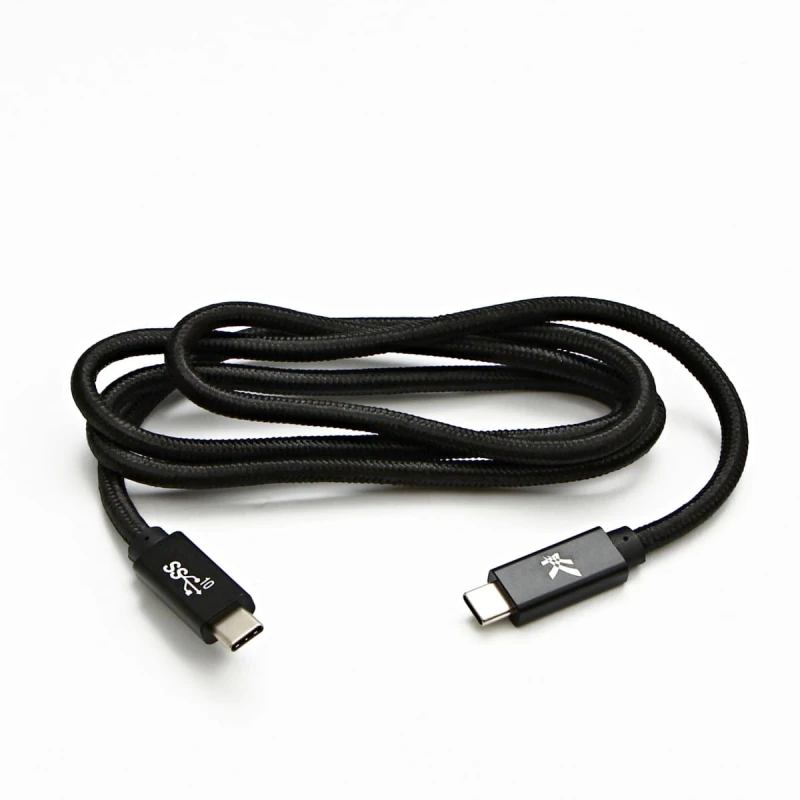 Kabel USB (3.2 gen 2), USB C M- USB C M, 1m, Power Delivery 100W, 10 Gb/s, 20V/5A, czarny, Logo, box, oplot nylonowy, aluminiowa o