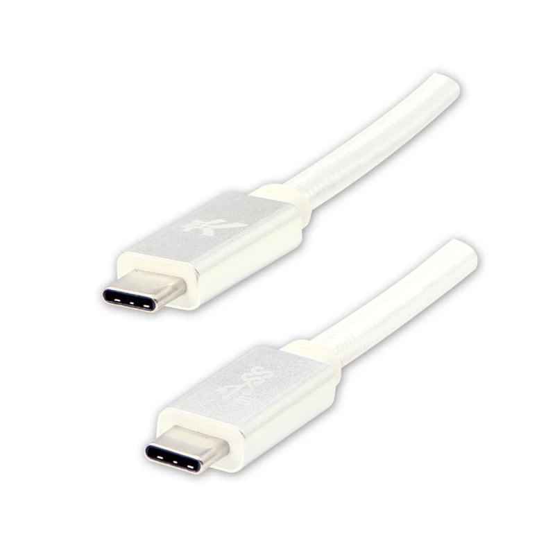 Kabel USB (3.2 gen 2), USB C M- USB C M, 1m, Power Delivery 100W, 10 Gb/s, 20V/5A, biały, Logo, box, oplot nylonowy, aluminiowa os