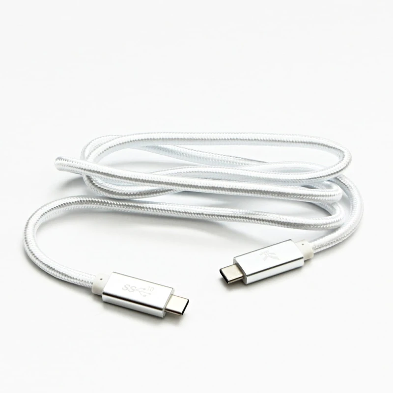 Kabel USB (3.2 gen 2), USB C M- USB C M, 1m, Power Delivery 100W, 10 Gb/s, 20V/5A, biały, Logo, box, oplot nylonowy, aluminiowa os