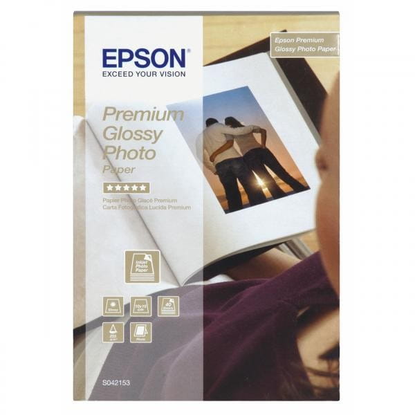 Epson Premium Glossy Photo Pa, foto papier, połysk, biały, Stylus Color, Photo, Pro, 10x15cm, 4x6", 255 g/m2, 40 szt., C13S042153,