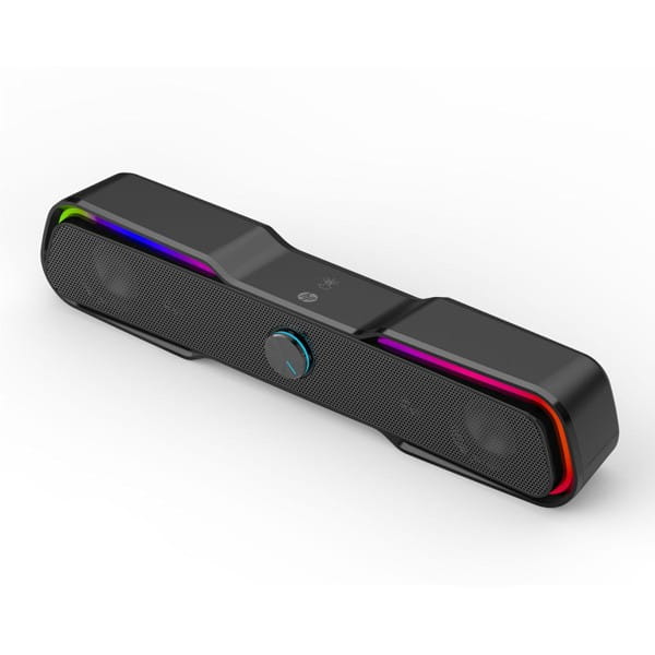 HP DHS-6002, 2.0, 6W, czarny, regulacja głośności, stołowy, 3,5 mm jack (USB), podświetlane, 300Hz-20KHz