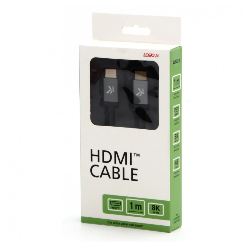 HDMI M- HDMI M, Ultra High Speed, 1m, pozłacane złącza, aluminiowa obudowa, szary, Logo, 8K@60Hz, 48Gb/s