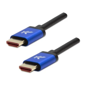 Video Kabel HDMI M - HDMI M, HDMI 2.1 - Ultra High Speed, 1m, pozłacane złącza, aluminiowa obudowa,, niebieski, Logo 8K@60Hz, 48Gb