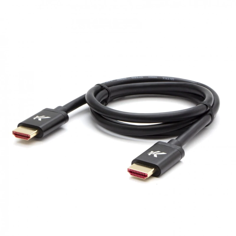 HDMI M- HDMI M, Ultra High Speed, 2m, pozłacane złącza, aluminiowa obudowa, czarny, Logo, 8K@60Hz, 48Gb/s