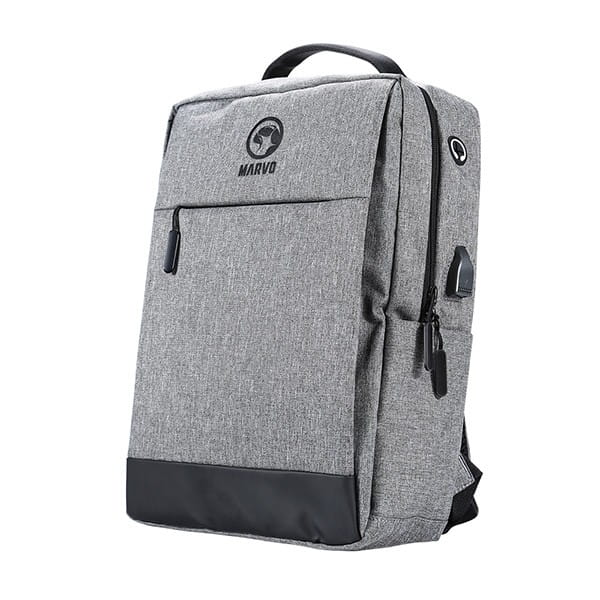 Plecak na  notebook 15.6", BA-03, szary, nylon, port USB do ładowania, Marvo