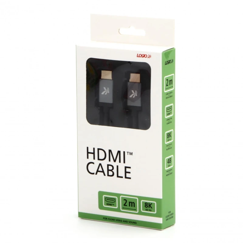 HDMI M- HDMI M, Ultra High Speed, 2m, pozłacane złącza, aluminiowa obudowa, szary, Logo, 8K@60Hz, 48Gb/s