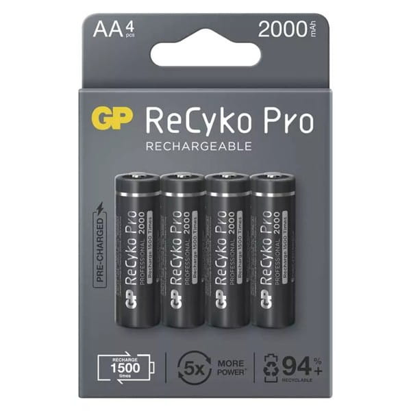 Akumulatorki, AA (HR6), 1.2V, 2000 mAh, GP, kartonik, 4-pack, ReCyko Pro